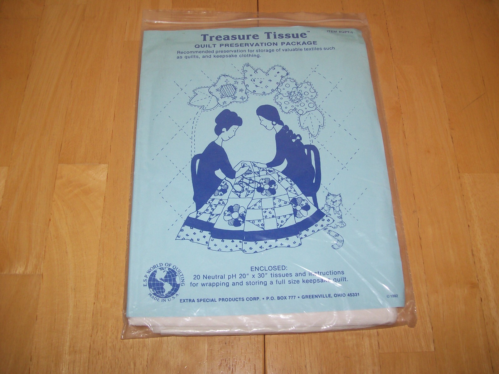 Vintage 1992 Treasure Tissue Quilt Preservation Package Keepsake Quilt Care