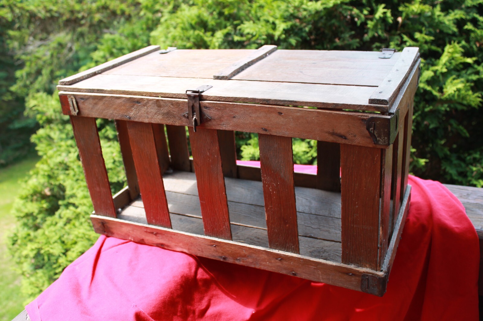 Antique Vermont Primitive Hand-Made WOODEN CRATE 23" L x 12" W x 13" Tall VGC
