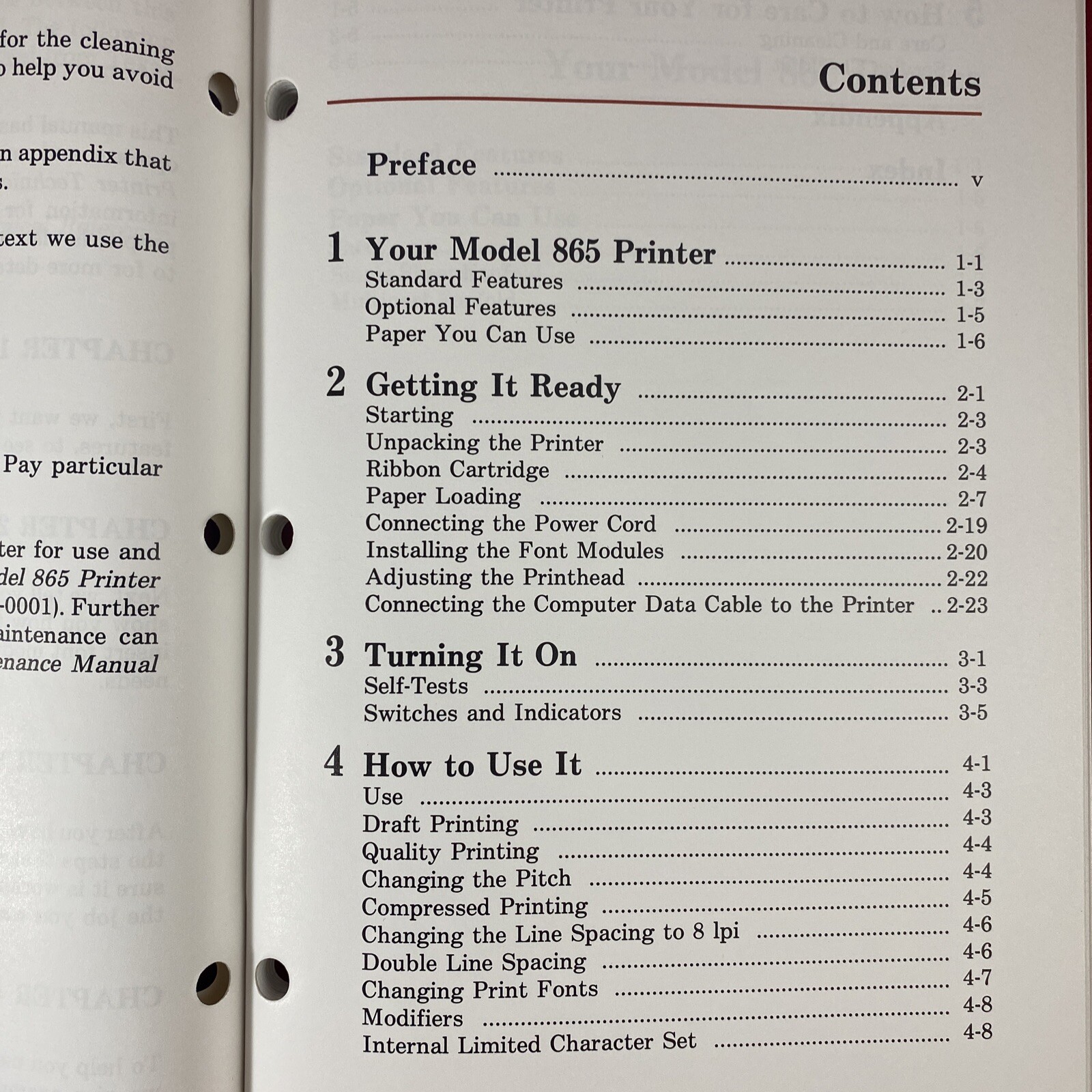 Texas Instruments Model 865 Printer Quick Reference Card & Two Manuals