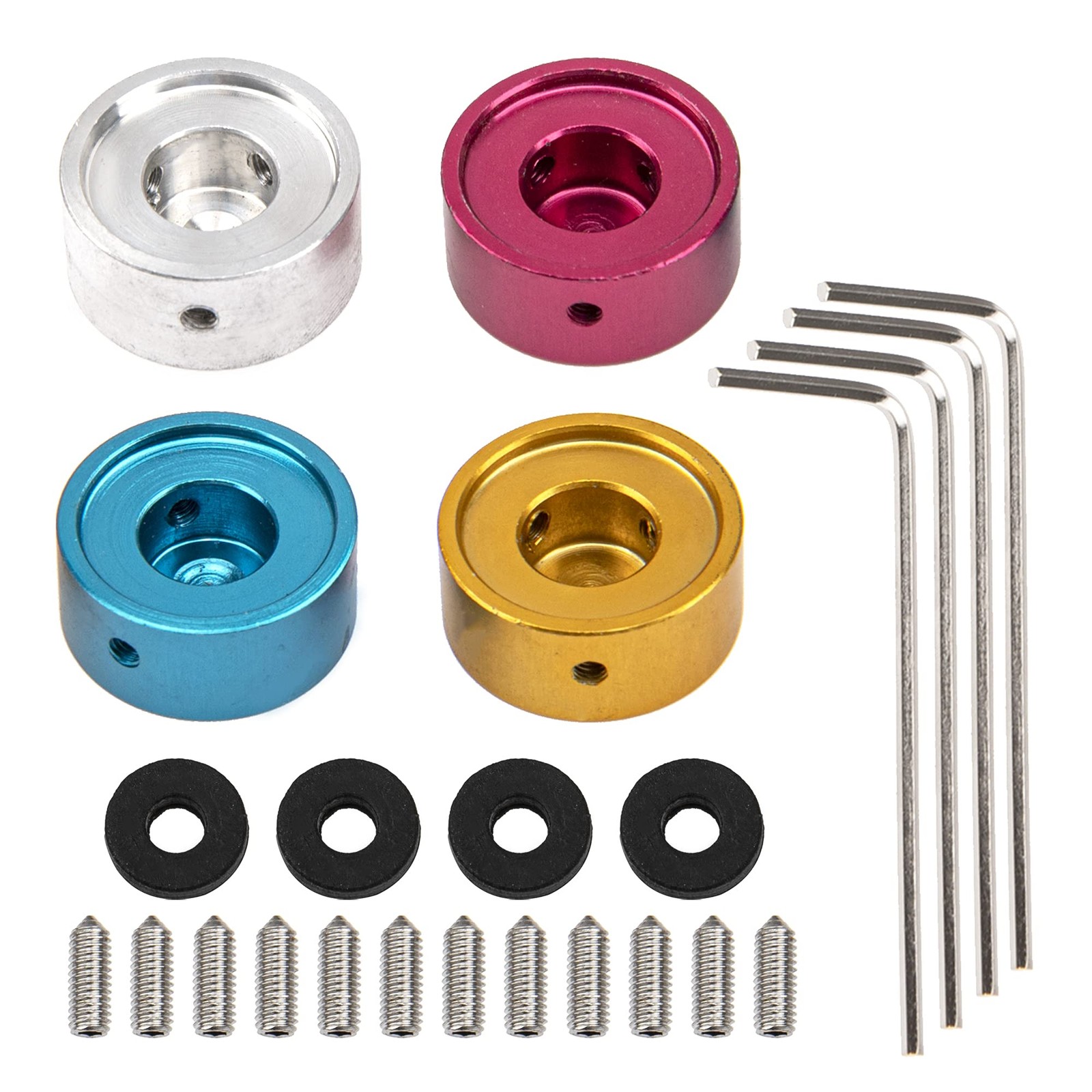 4Pcs 3/8"10mm Buttons Pedal Footswitch Topper,with 3 Screws and Rubber Insert...