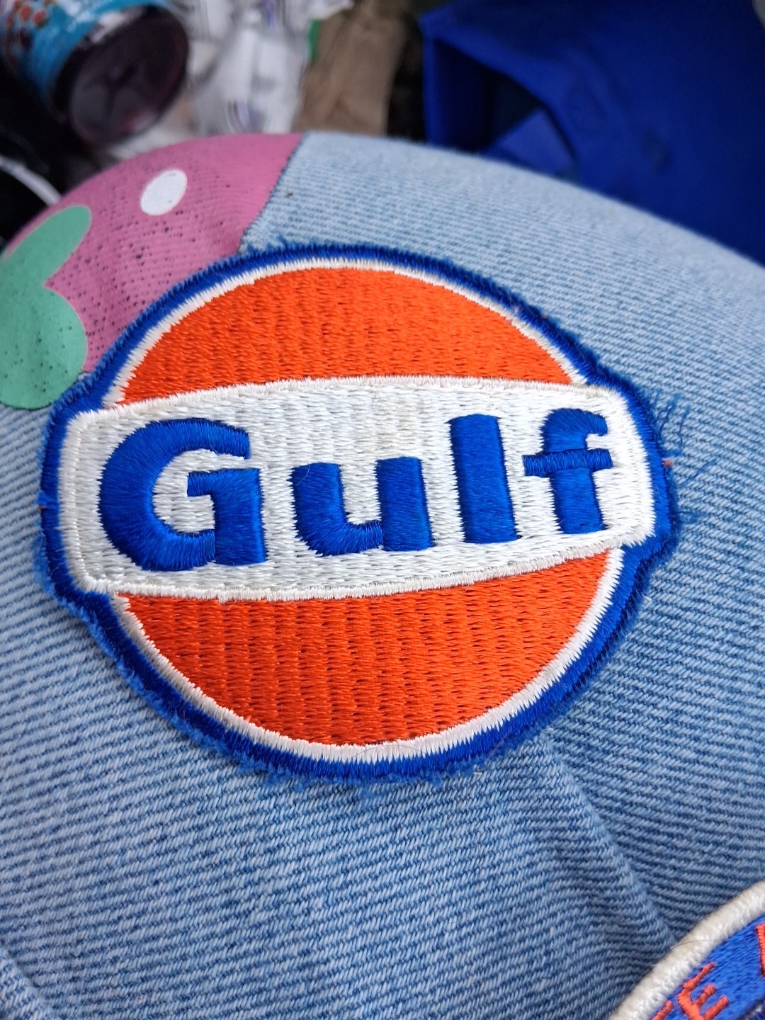 Vintage Gulf Gasoline Blue White & Orange Embroidered Logo Patch 2.25" Wide Neat