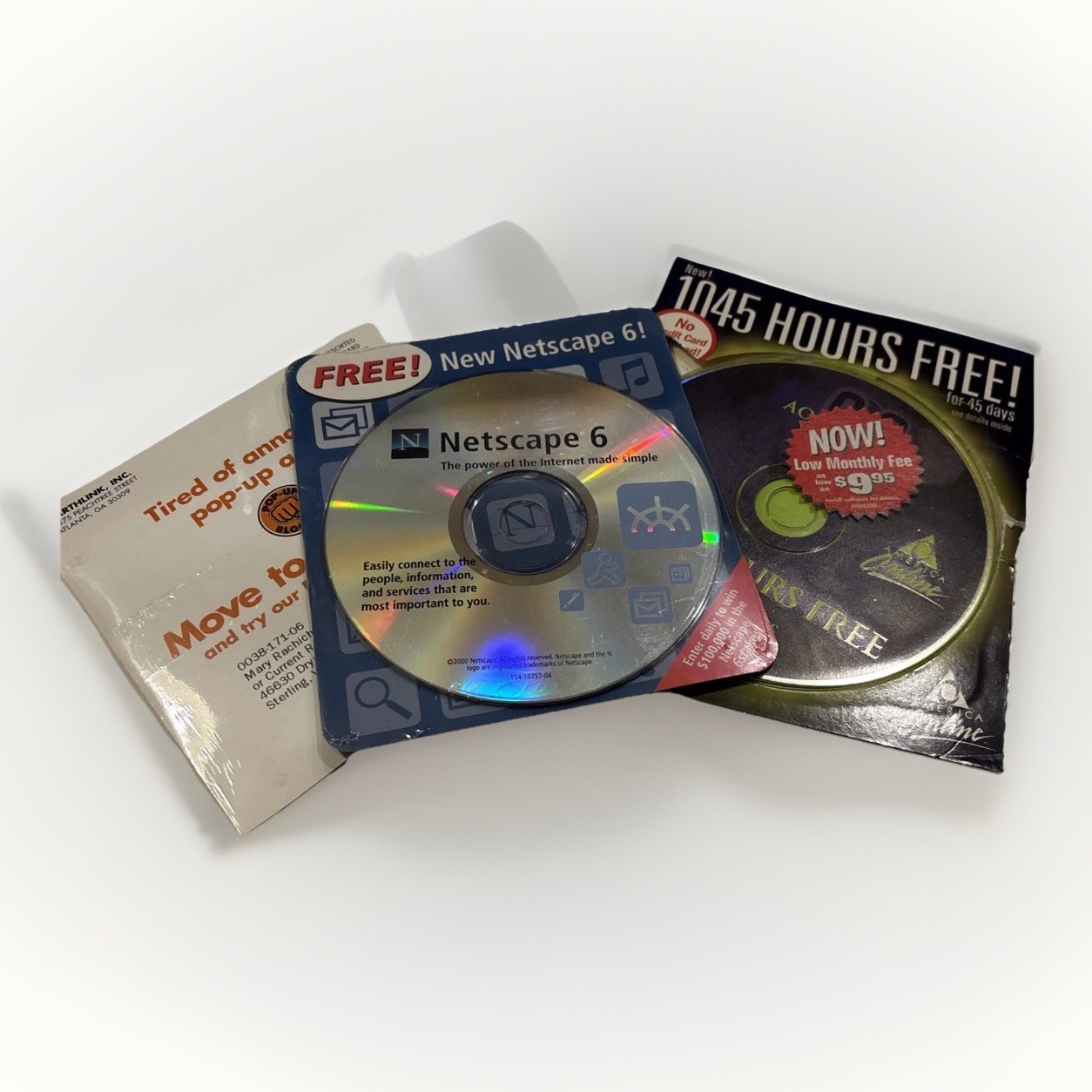AOL, Netscape 6 & Earthlink Internet Svc Install CD Discs Vtg Software PC Window