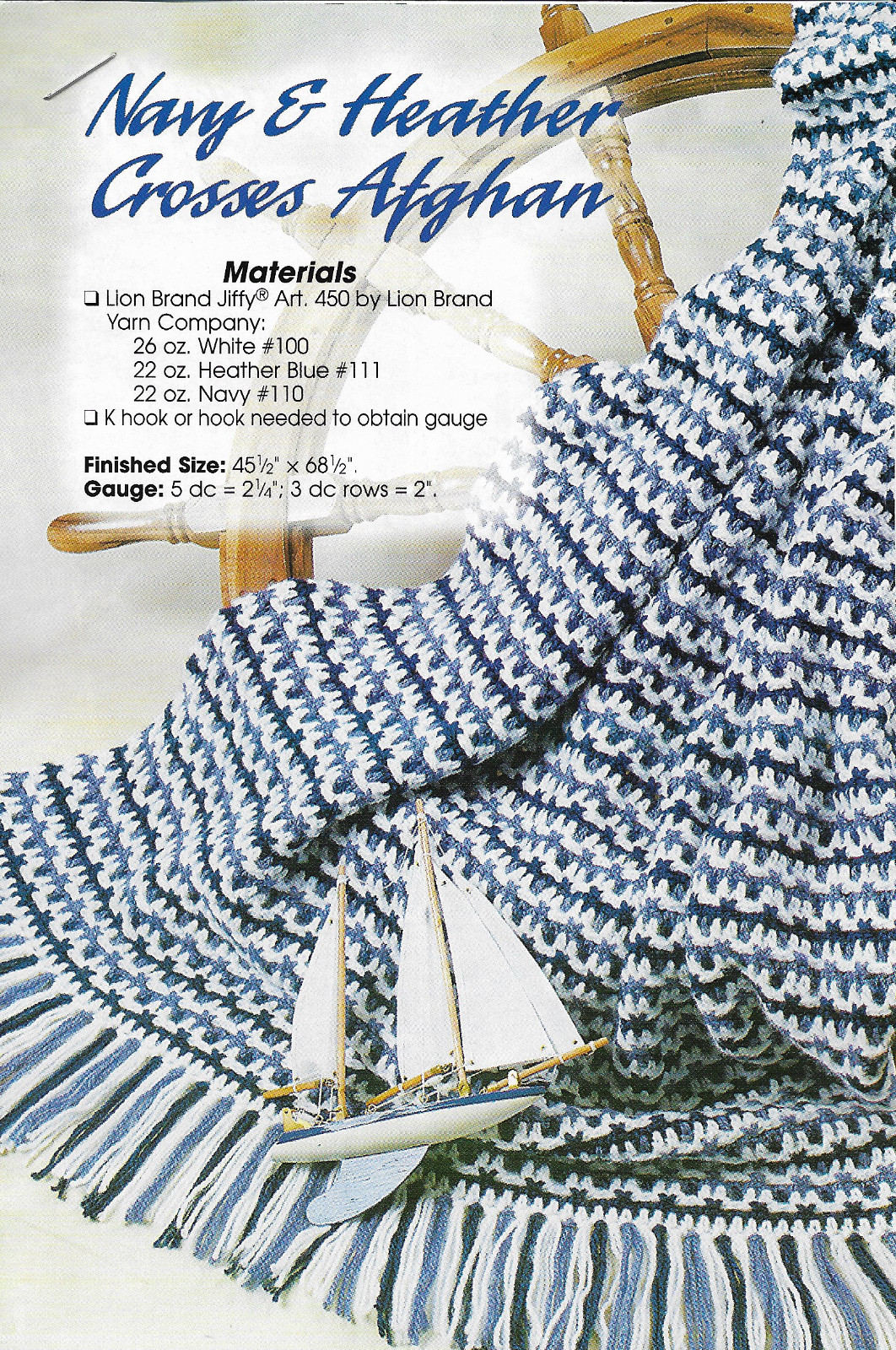 Navy & Heather Crosses Afghan crochet pattern instructions