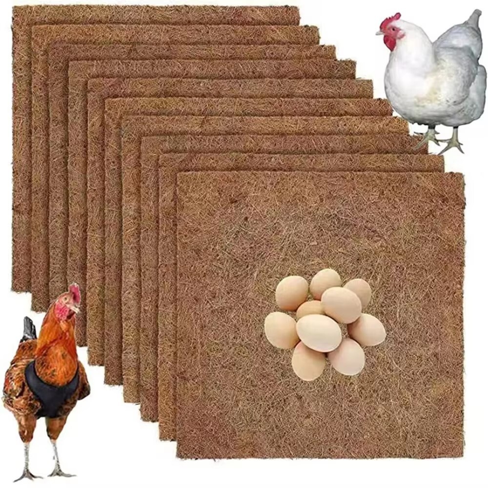 10x Natural Coconut Fibers Chicken Nesting Pads Reusable Hens Nest Bedding Mats