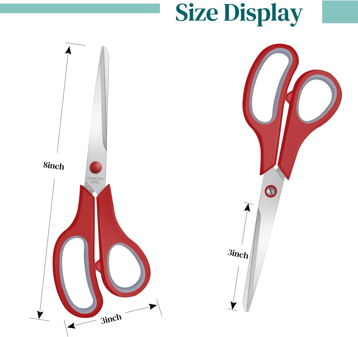3 Packs 8" Sewing Craft Scissors Bulk,Multipurpose Heavy Duty Sharp Paper