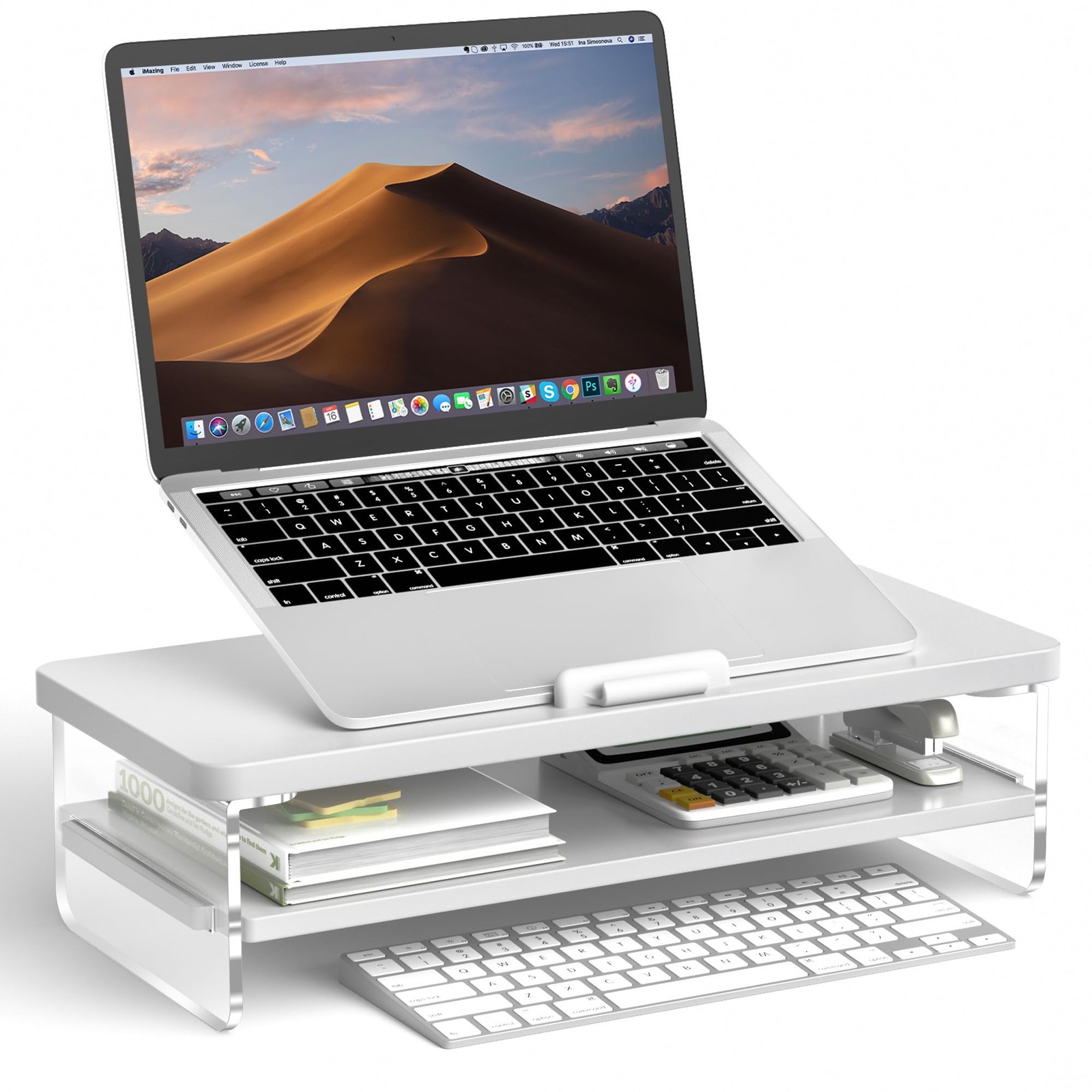 2-Tier Laptop Stand Adjustable Riser Holder,Ventilated Cooling Ergonomic Comp...