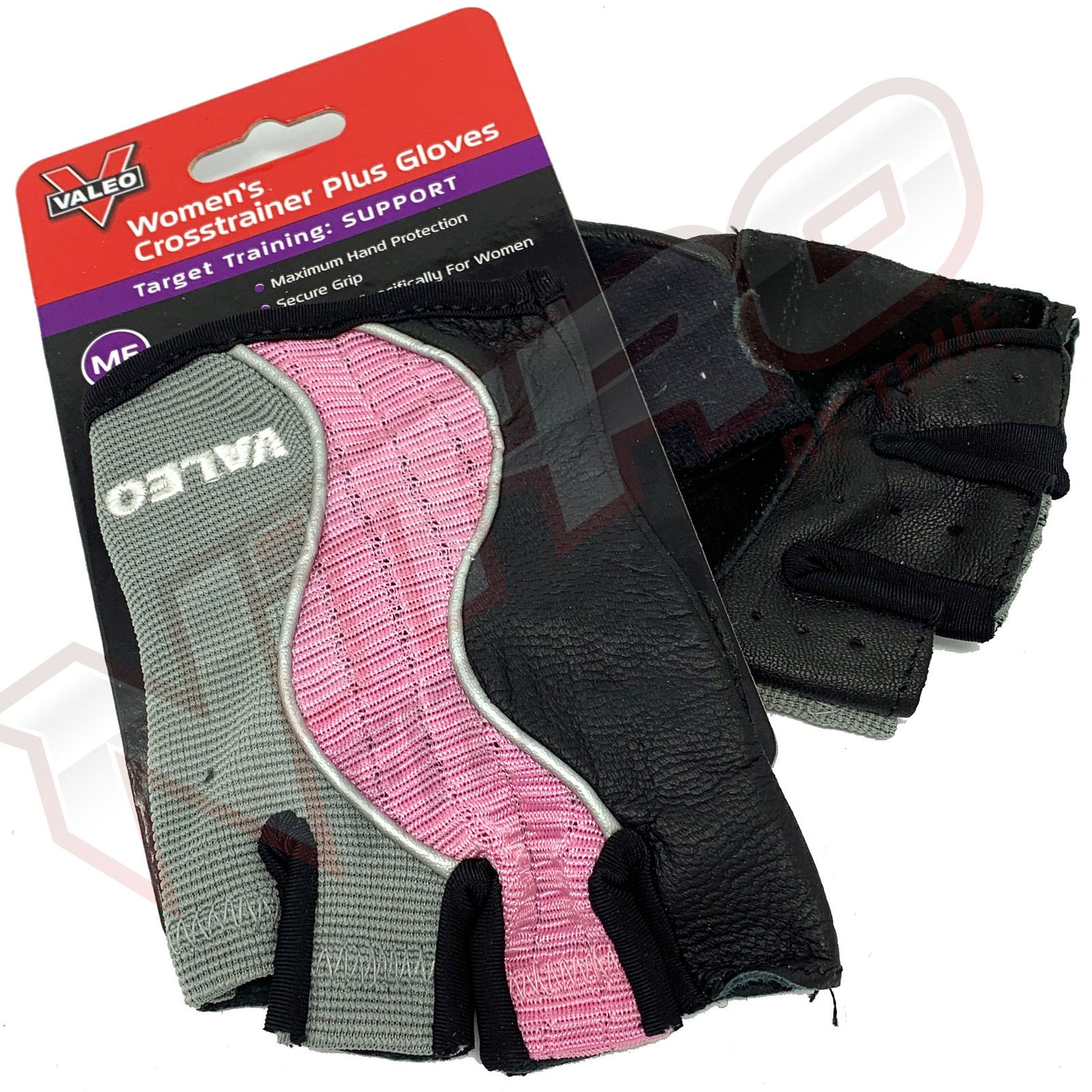 Valeo VA4566 Women's Cross Trainer Plus Pink Padded Leather Palm Gym Gloves