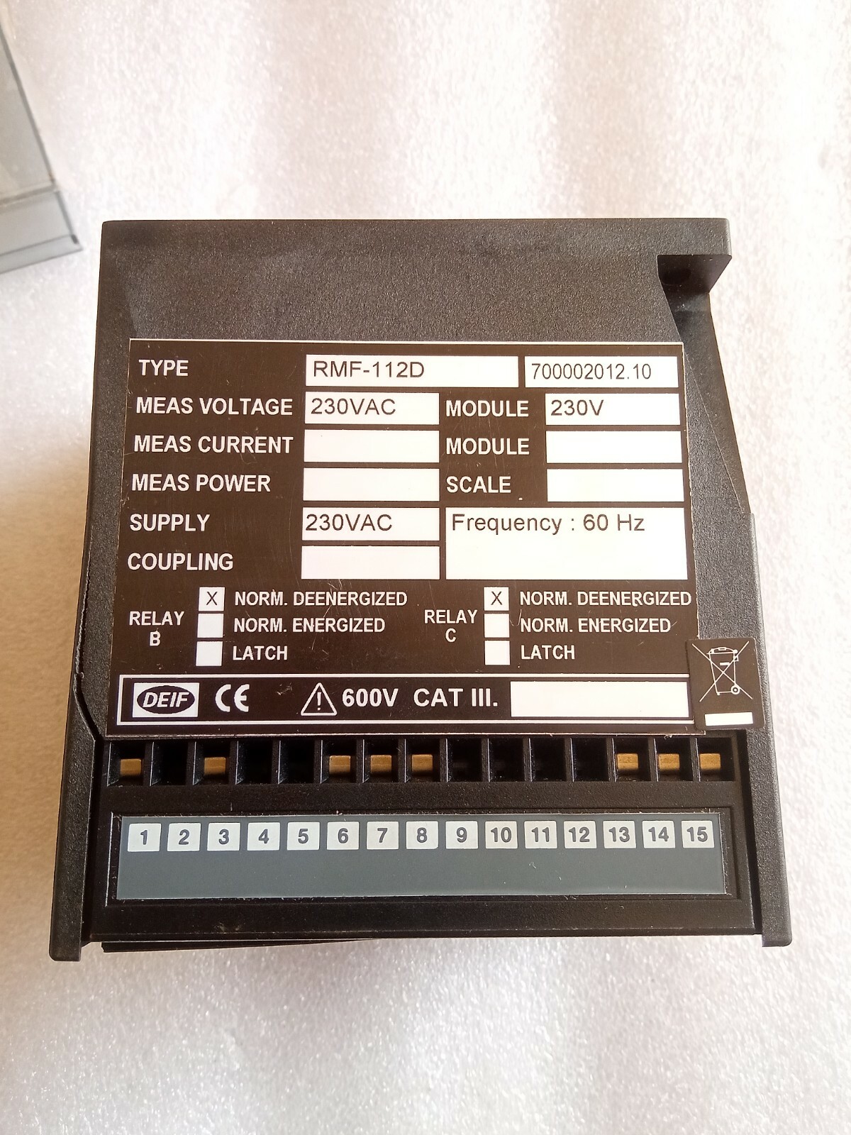 DEIF TYPE RMF-112D FREQUENCY RELAY 700002012.10 NEW