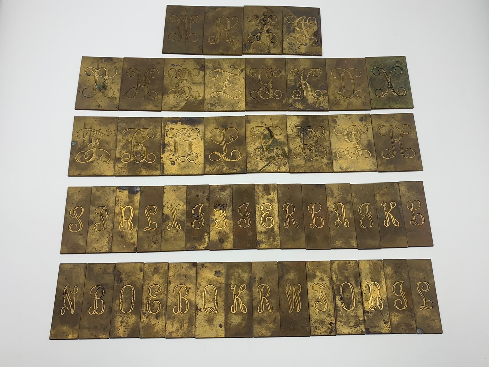 VTG Brass Engraving Plates Lot Various Sizes & Scripts 185 PCs. Unbranded Olde