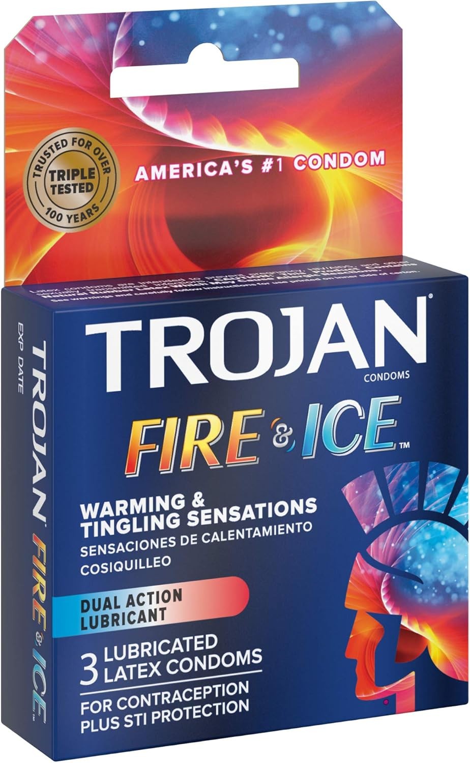 Trojan Fire & Ice Condoms 3 Pack 3 Count (Pack of 1)