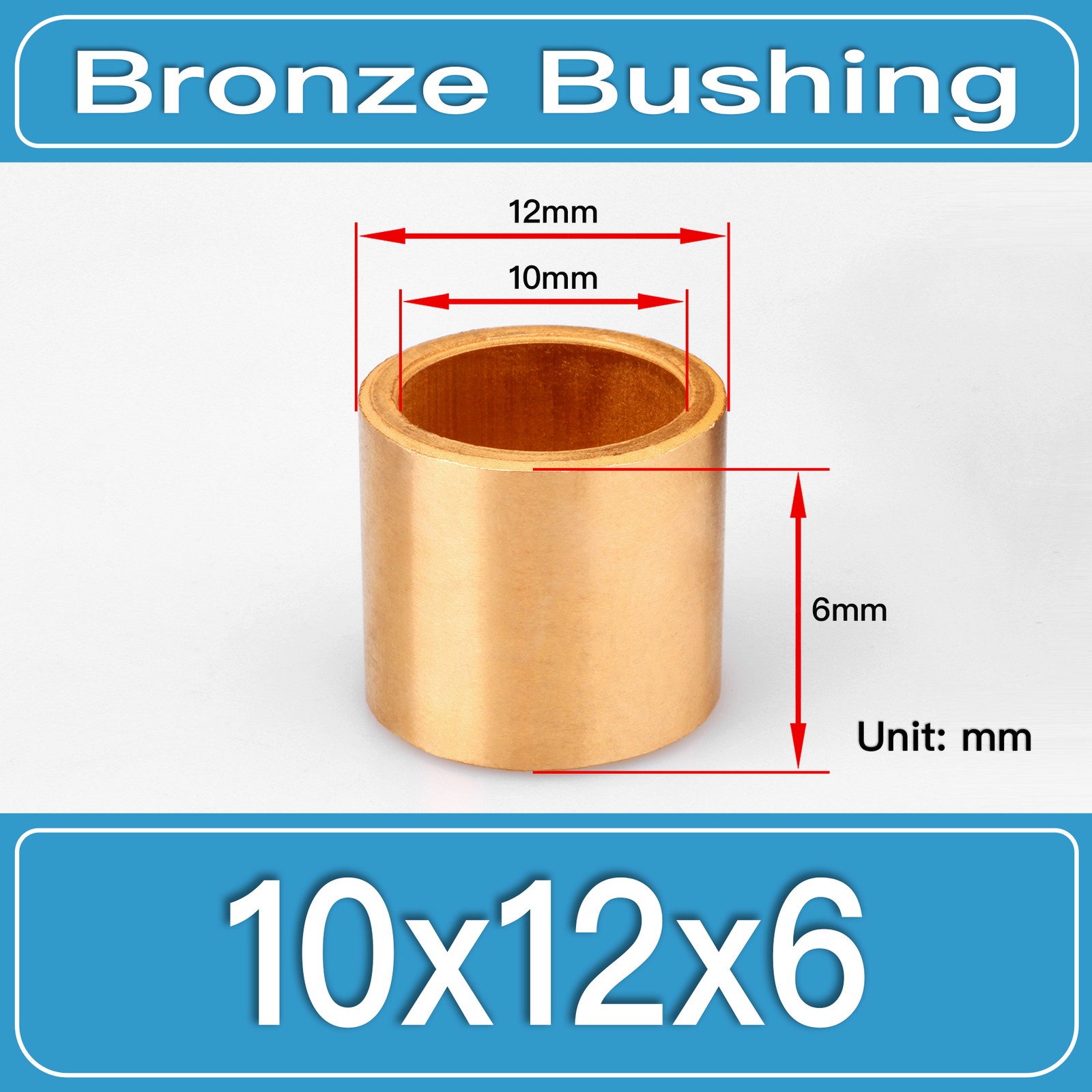 10x12x6mm SAE841 Sintered Bronze Self-Lubricating Sleeve Bushing 20PCS