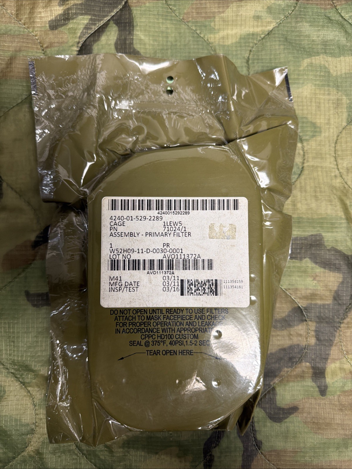 SEALED USGI Avon M50 Primary Filter Assembly 4240-01-529-2289 K-193