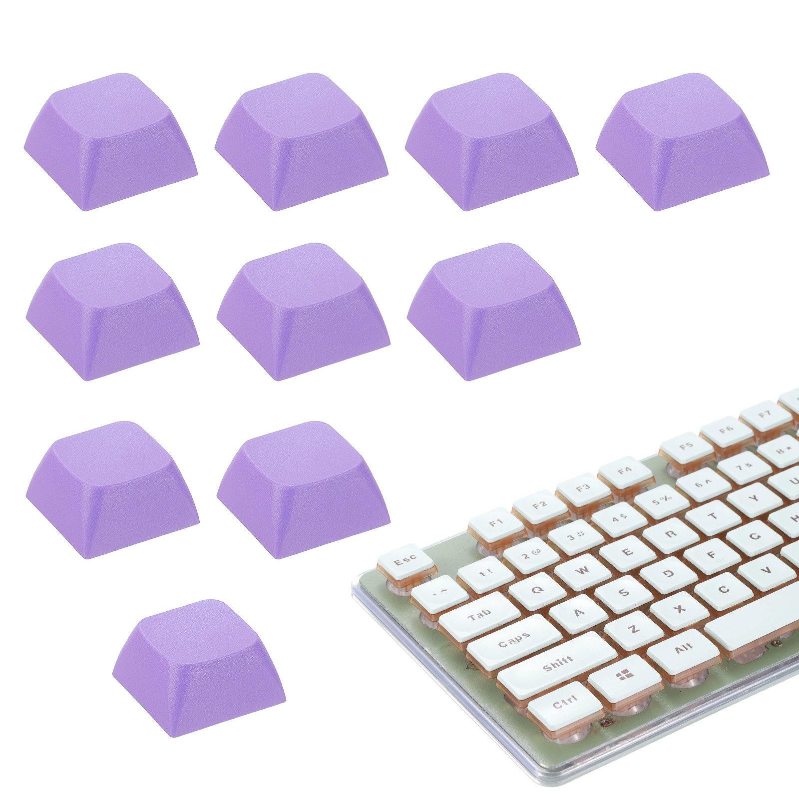 10Pcs XDA Profile Keycap Set PBT Mechanical Numeric Keypads, Light Purple