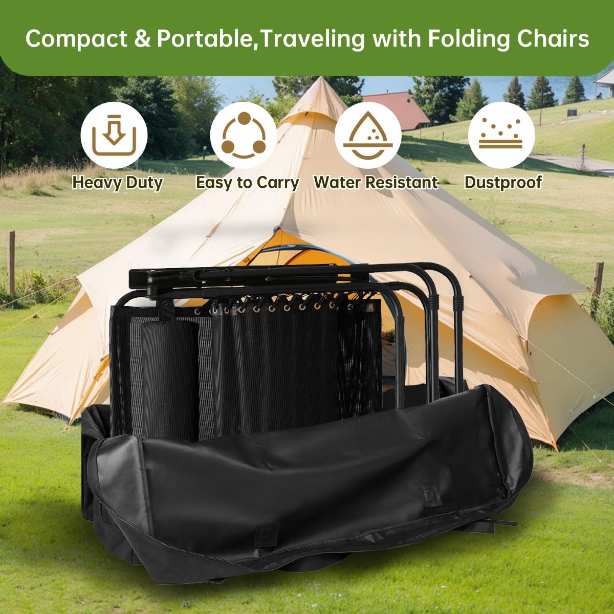 Heavy Duty Folding Chair Storage Bag | Upgrade Large Water-Resistant Carry Ba...
