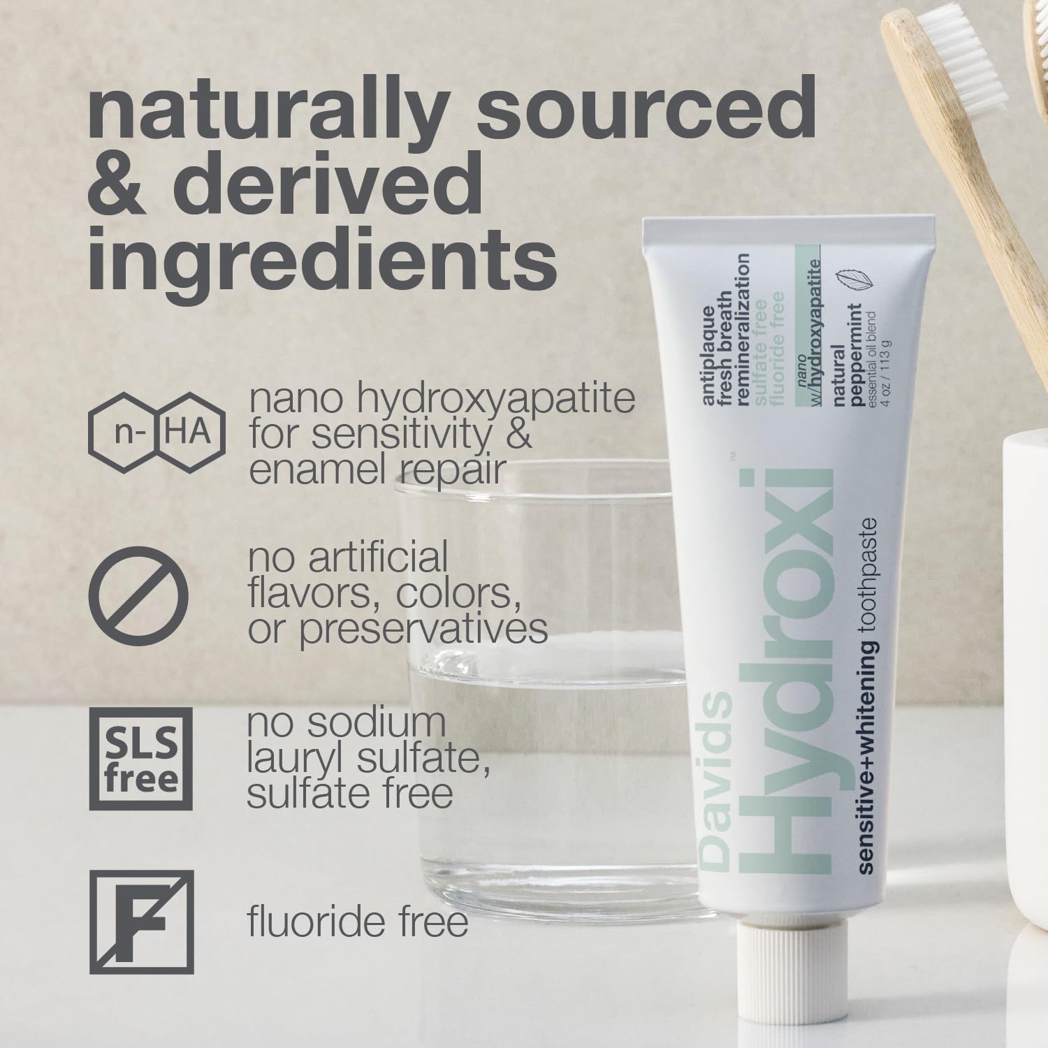 Davids Fluoride-Free Nano Hydroxyapatite Toothpaste, Enamel Remineralizing..