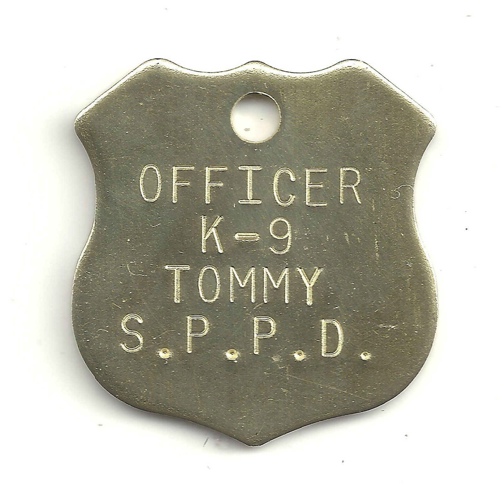 Small Brass Badge Police Law K9 Sheriff Shield Dog Pet ID Tag