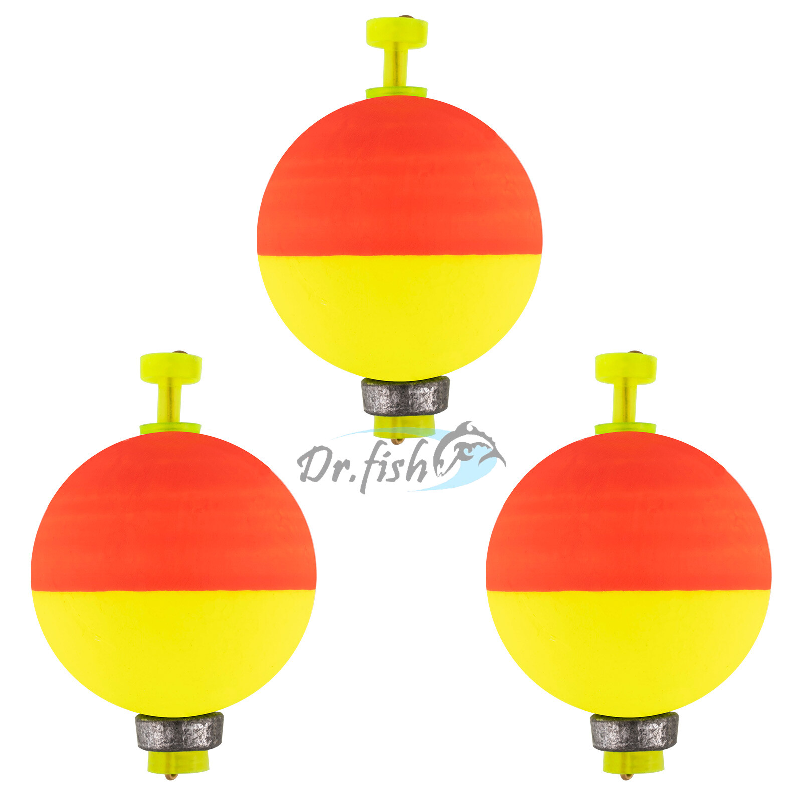 Fishing Weighted Round Floats Bobbers Foam Snap-on 0.75in 1in 1.25in 1.5in