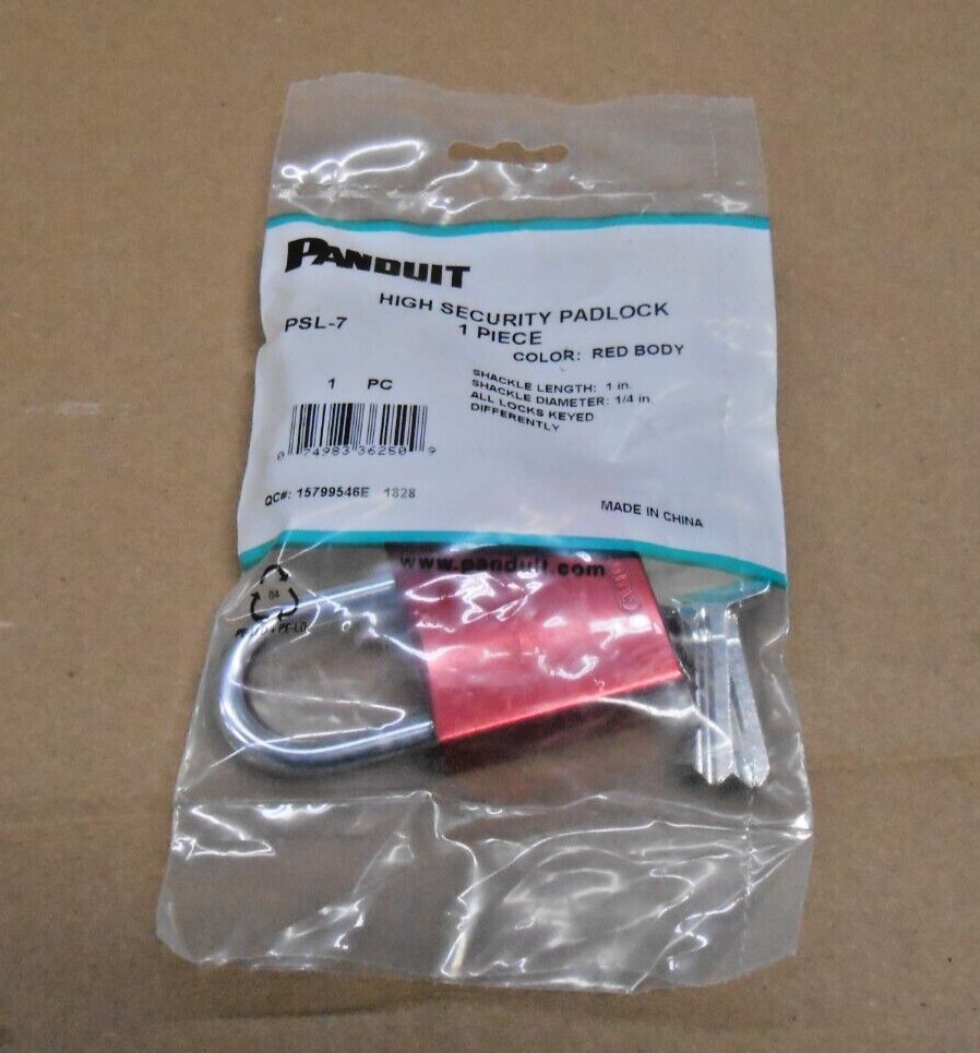 NEW PANDUIT SL-7 HIGH SECURITY RED PADLOCK ALL LOCKS KEYED DIFFERENTLY (5 AVAIL)