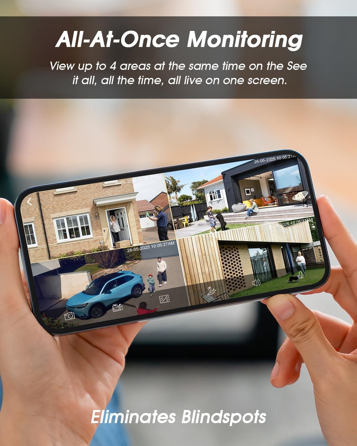 4CH Solar Battery Powered 4MP Wireless Security Camera System 2 Way Audio +128G