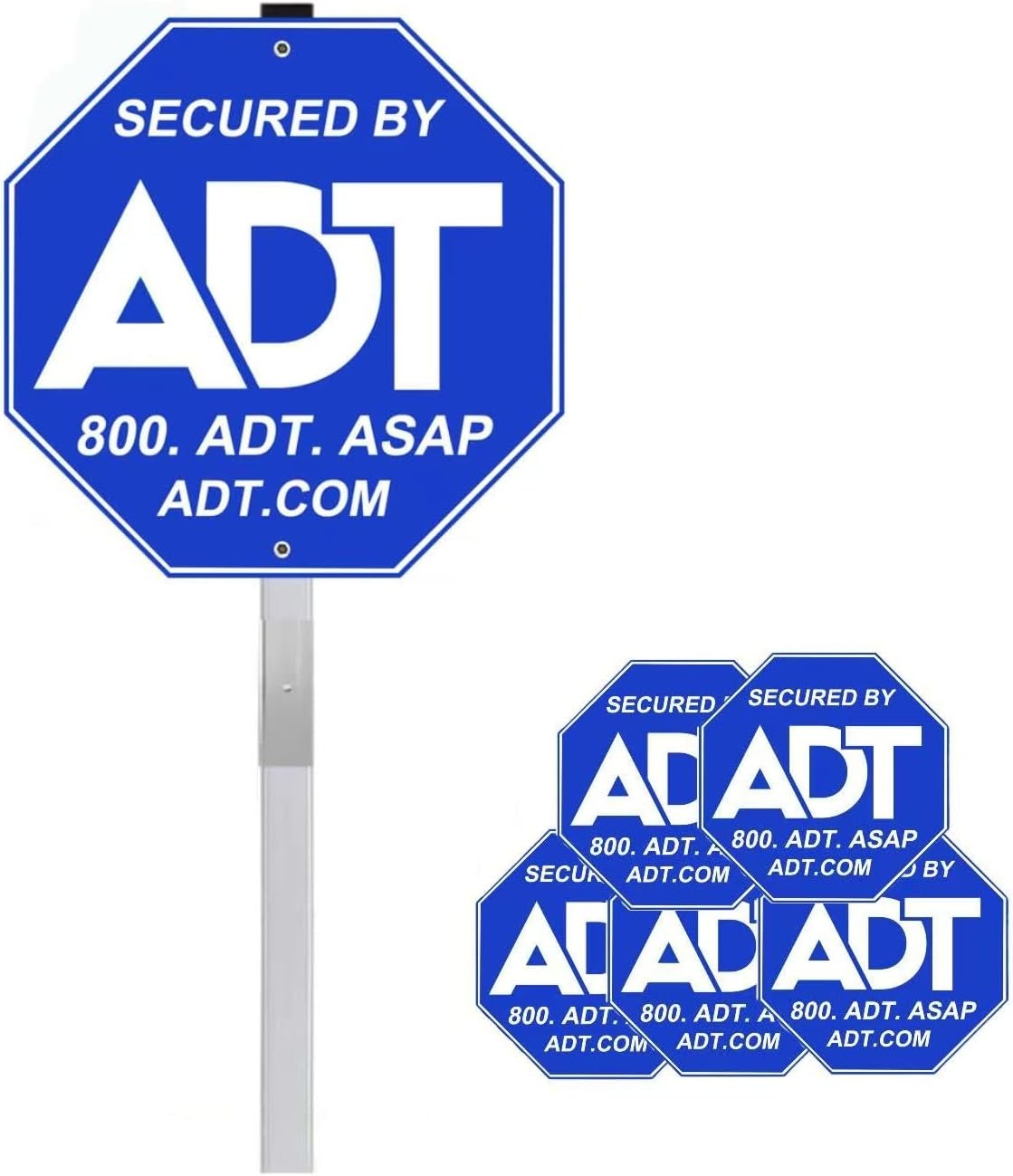 1 Pack ADT Security Sign & 5 Pcs Window Stickers,10" x 10" Aluminum Sign with 28