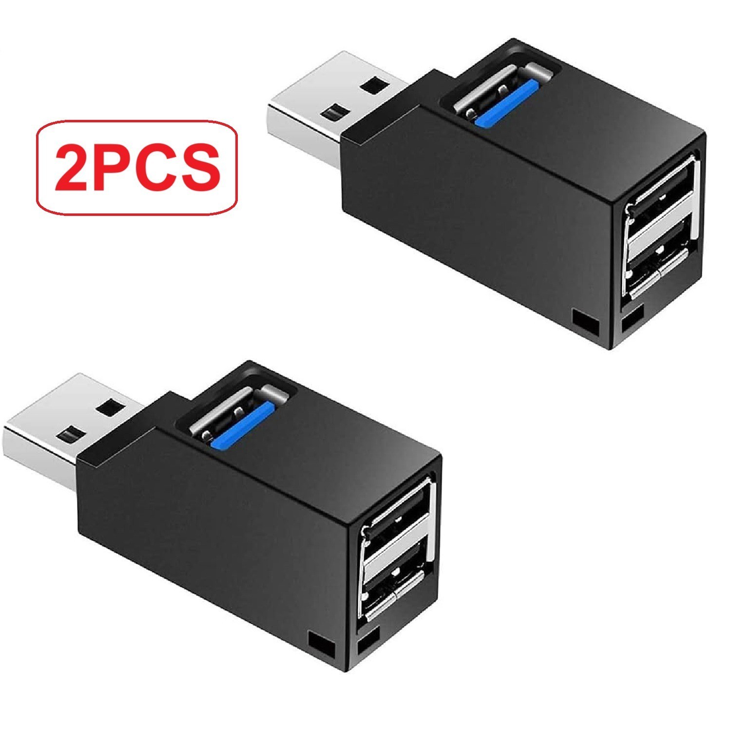 2Pcs 3 Port USB 3.0 Hub Portable High Speed Splitter Box For PC Notebook Laptop