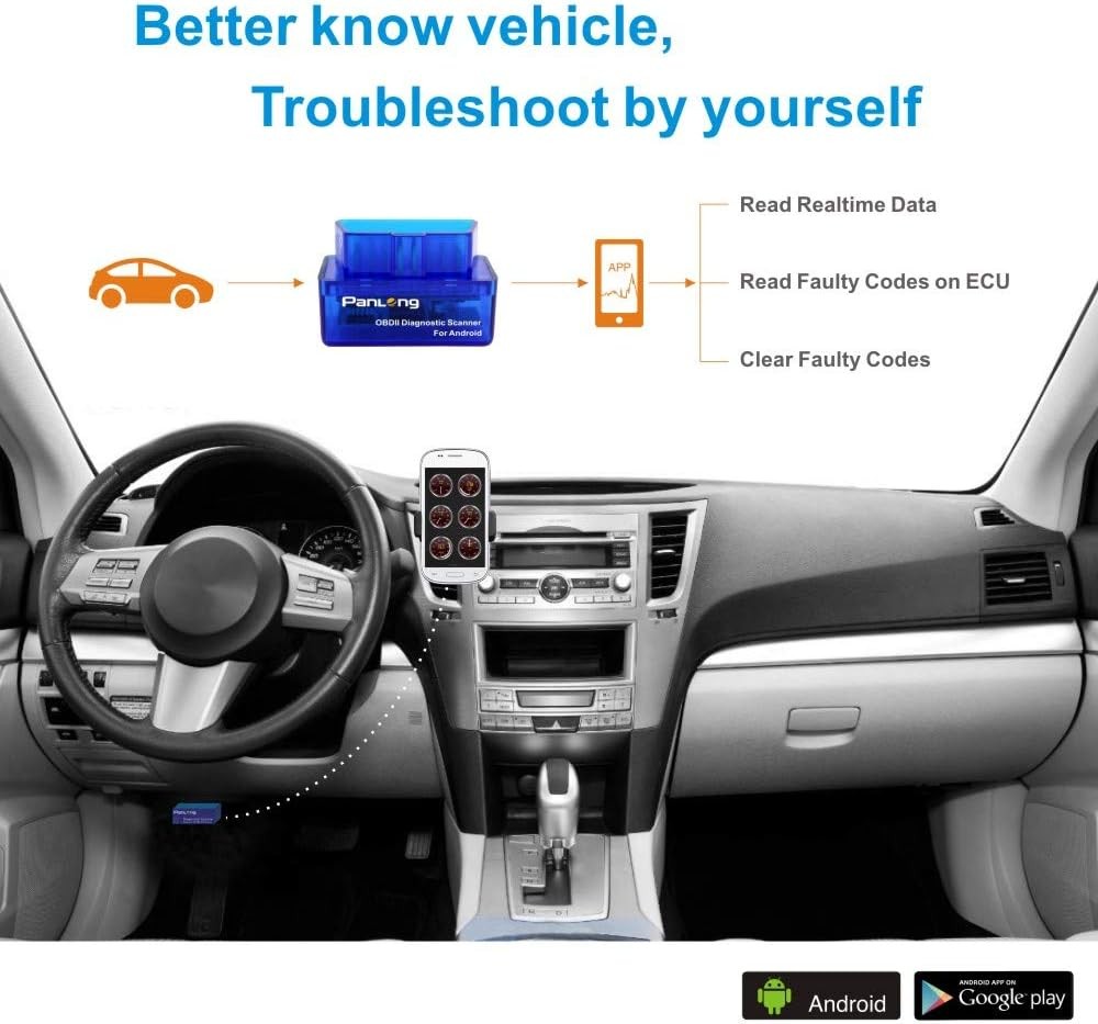 Panlong OBD2 Scanner Bluetooth OBDII Diagnostic Tool Car Code Reader Turn Off...