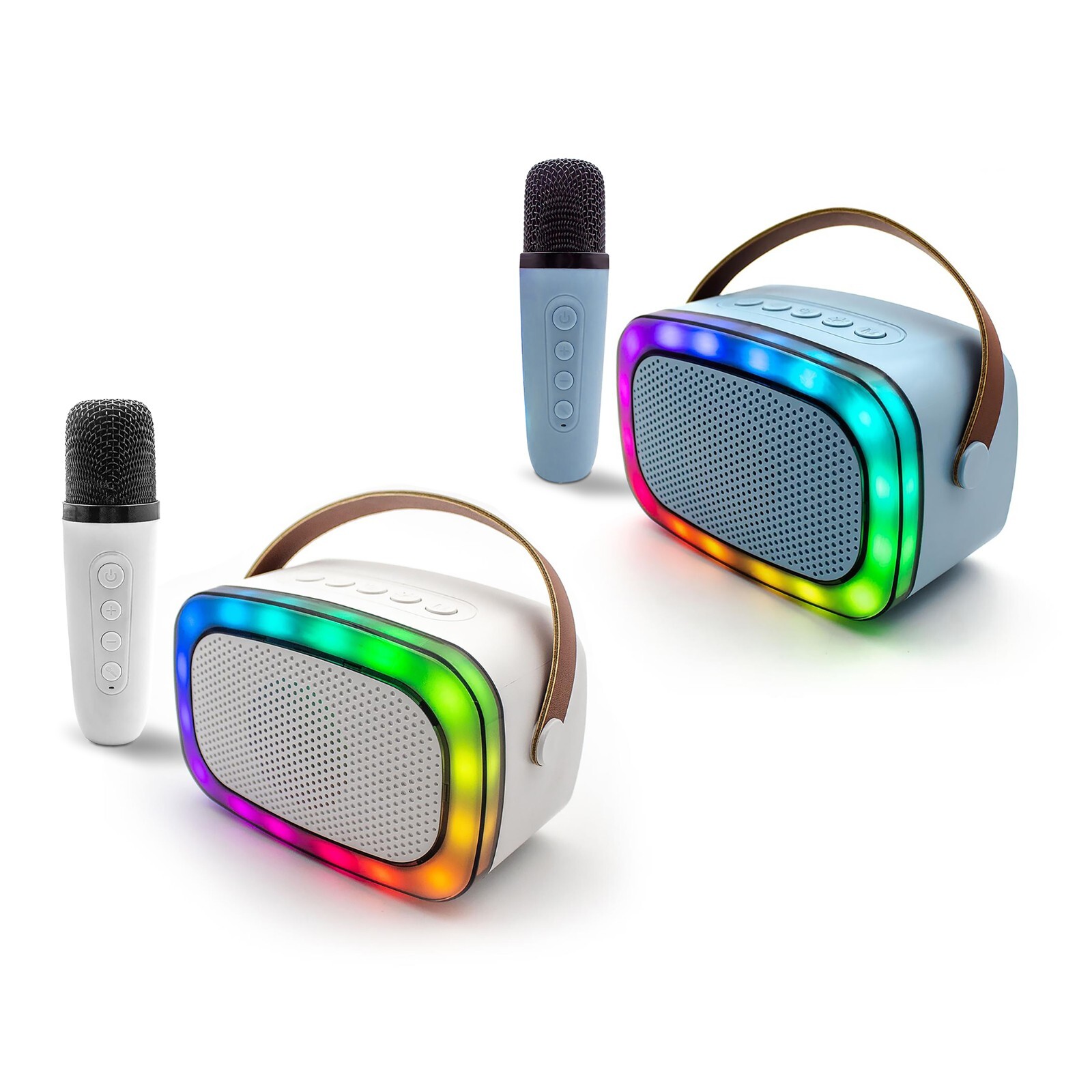 Zummy Portable Karaoke Bluetooth Speaker and Wireless Microphone with LED Light