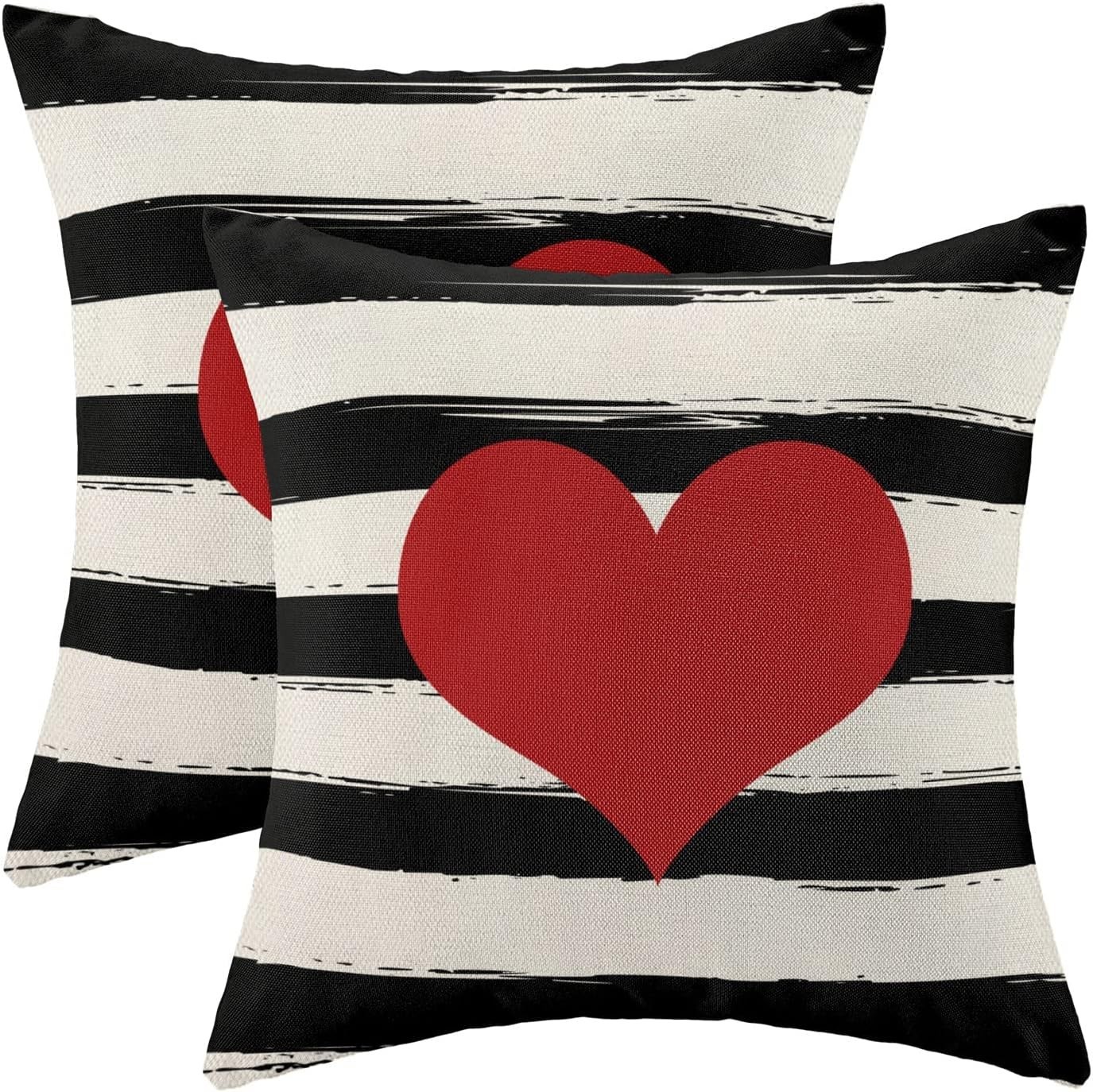 Valentines Pillow Covers 20x20 Inch Set of 2,Red Love Heart Throw Pillows Cas...
