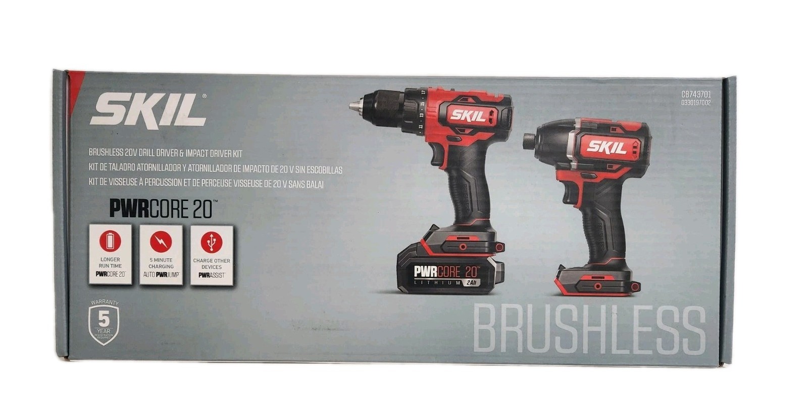 Skil 20Volt  2-tool Brushless Power Tool Combo Kit 1 Battery & Charger CB 743701