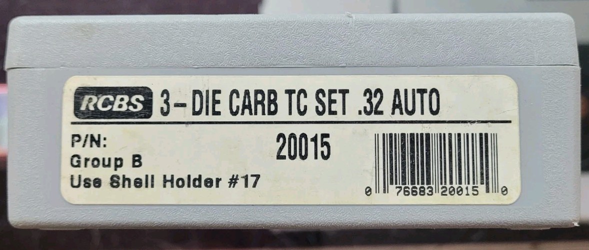 RCBS 3-Die Carbide Set for 32 Auto with #17 Shell holder #20015