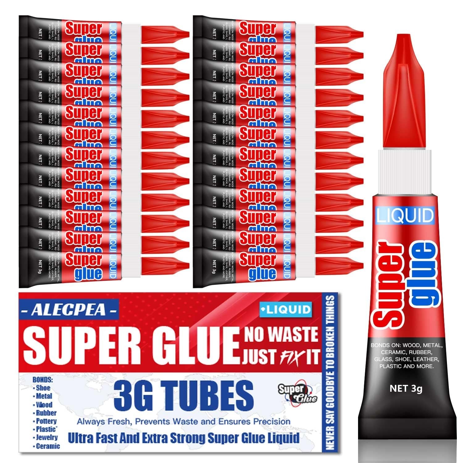 24 Pack 3g Super Glue Liquid Fast Dry Cyanoacrylate Strong Adhesive