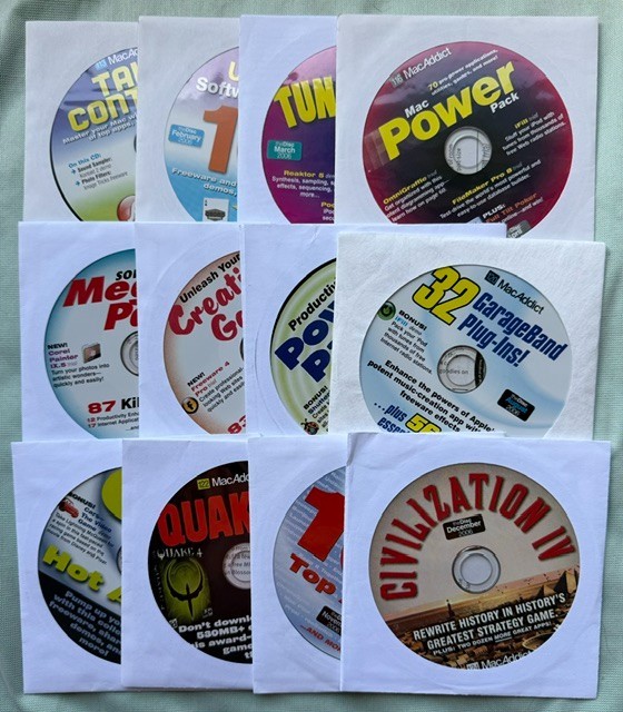 "MacAddict" Vintage Mac Software CD Disks, 47, compiling software, demos, games