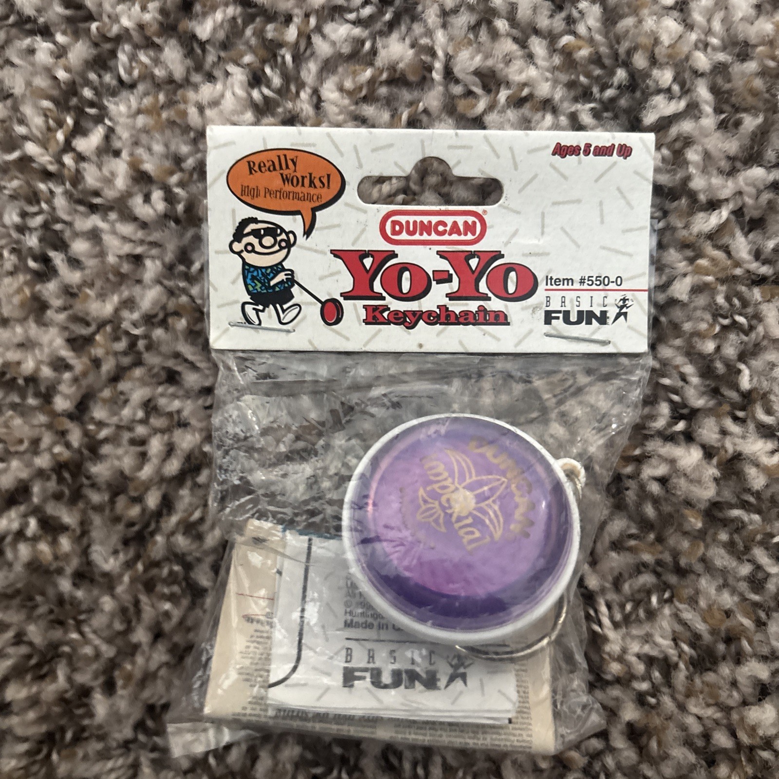 New Vintage 1998 Duncan Translucent Purple Imperial Yo-Yo Keychain #550-0 Sealed