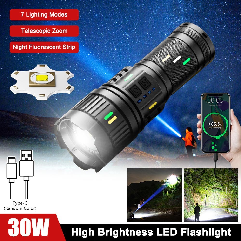 1500LM White Laser LED Flashlight Zoomable USB Rechargeable Torch Strong Light