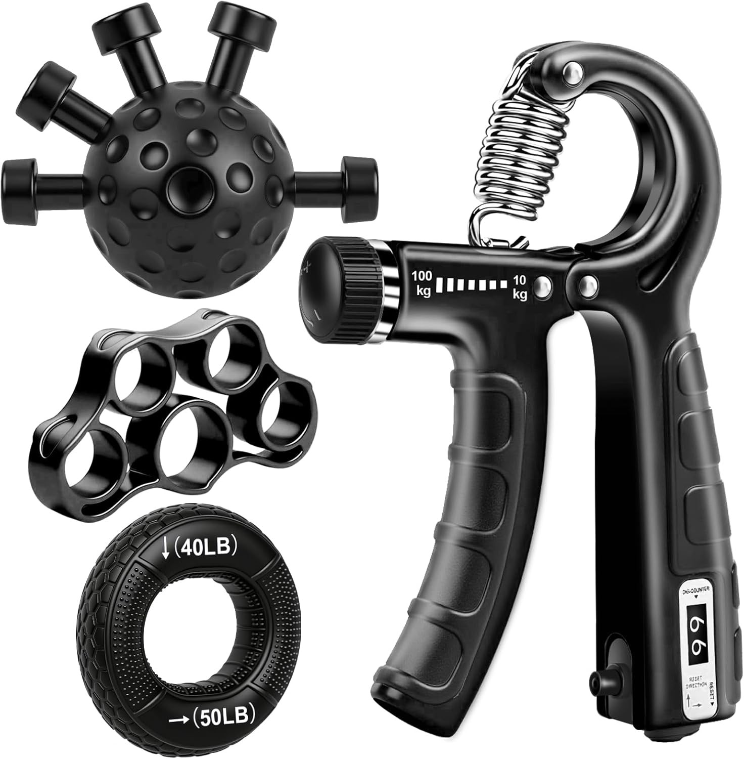 Grip Strength Trainer Kit, Adjustable Forearm Strengthener, Hand Grip Strengthen