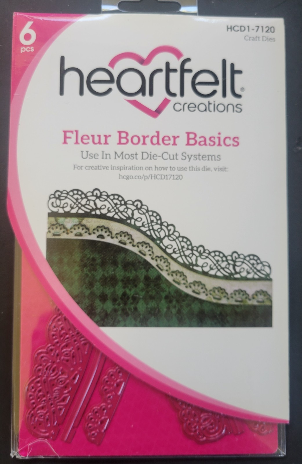 Heartfelt Creations Craft Dies HCD1-7120: FLEUR BORDER BASICS - 6 Pieces - New