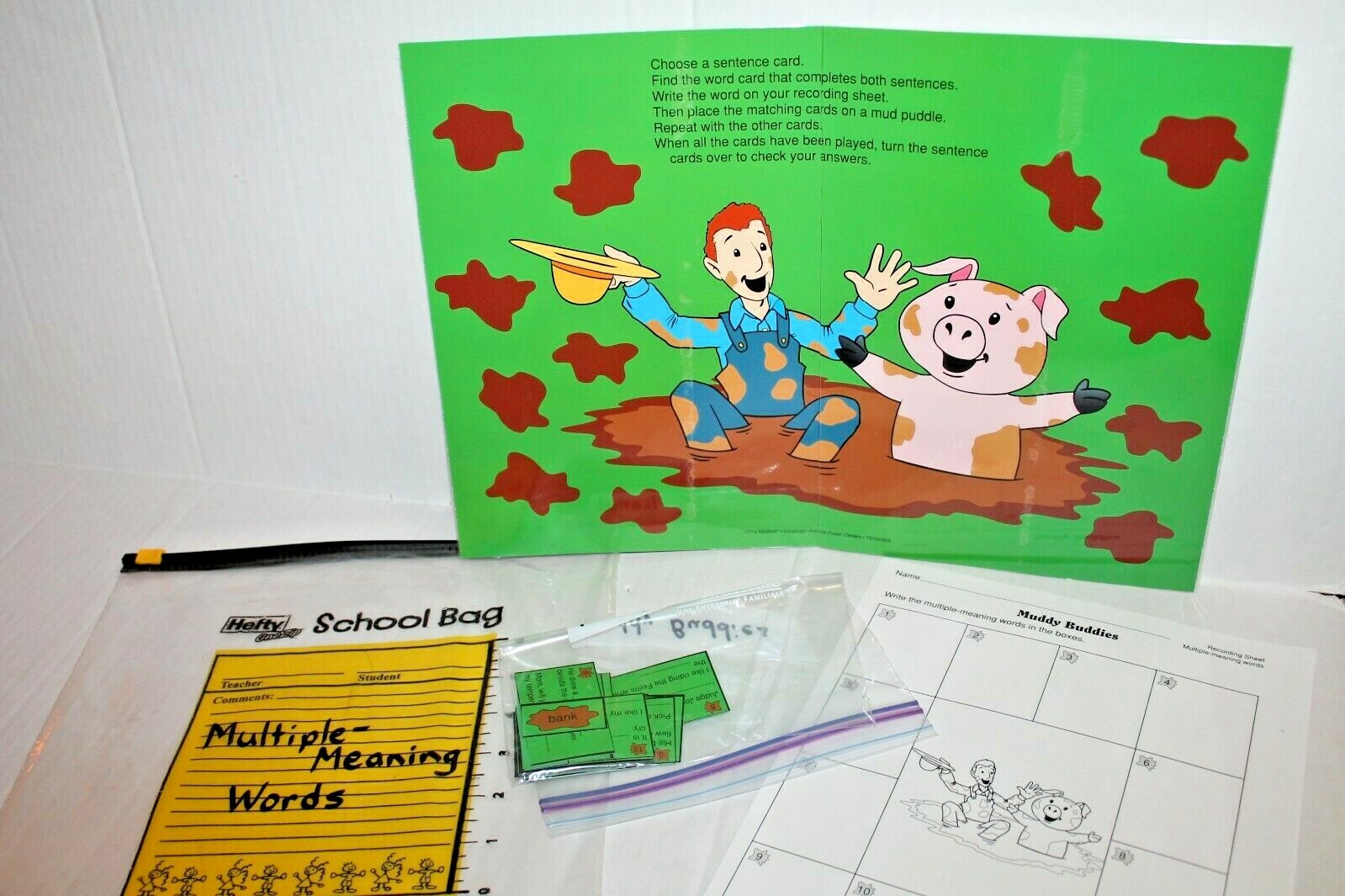 Multiple-Meaning Words Educational Folder Game Reading Center Activity Grade 4-5