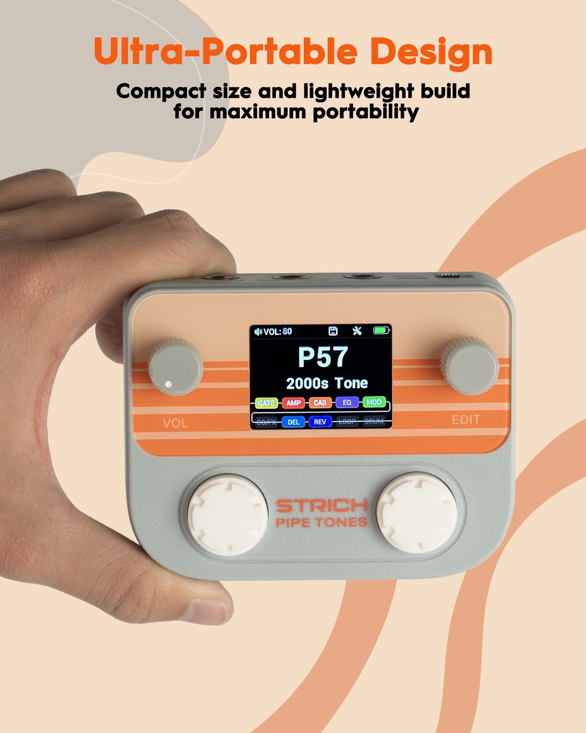 STRICH Pipe Tones Multi Effects Processor for Guitar Bass 8 Effects +Looper Drum