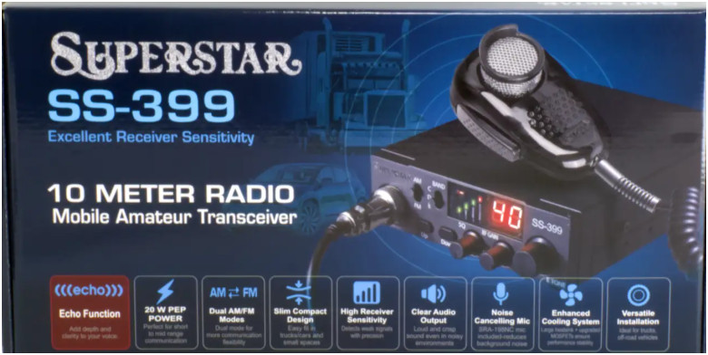 Superstar SS-399 Compact AM/FM 10M Radio w/SRA198 Noise Canceling Microphone NEW