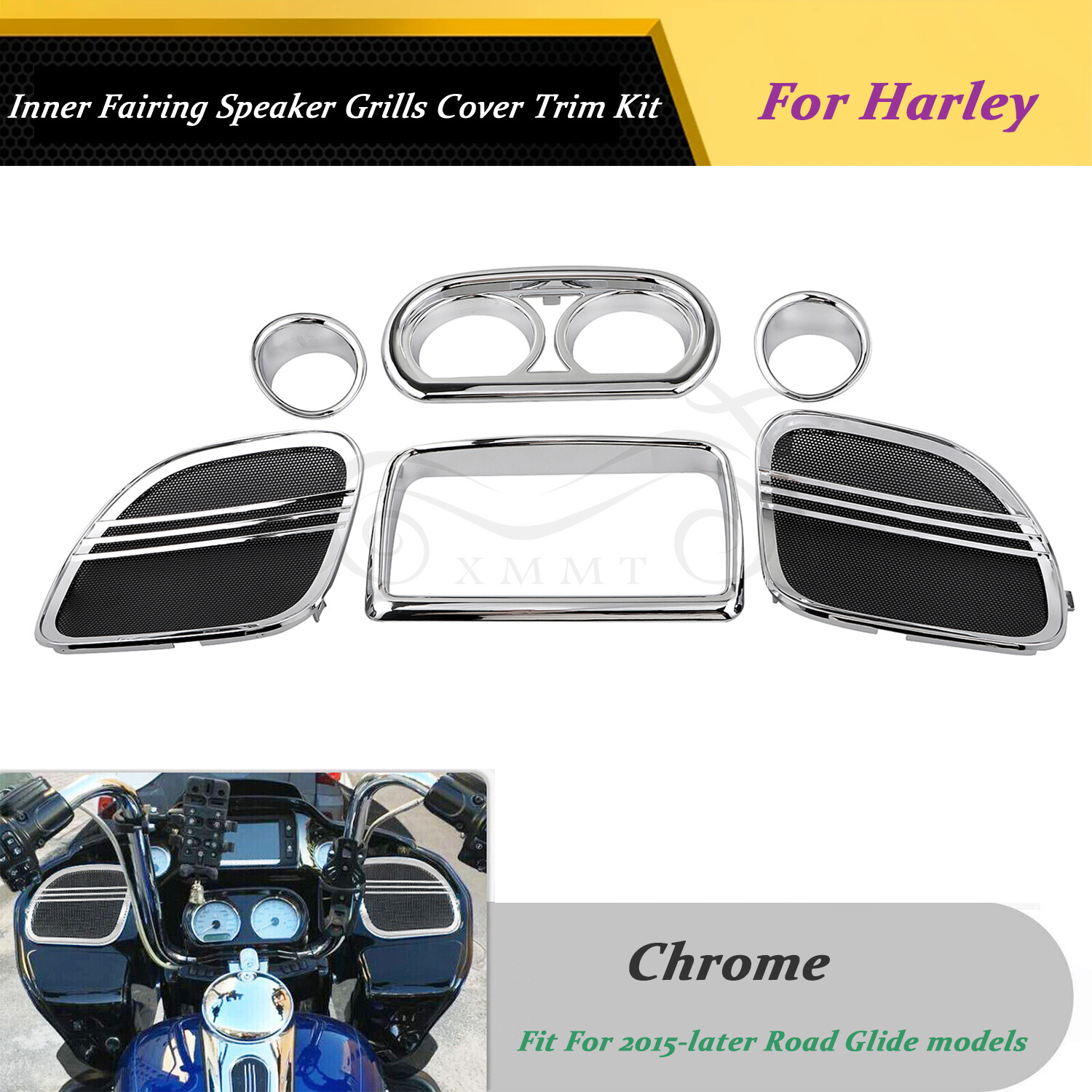 Inner Fairing Speaker Grills Cover Trim Kit For Harley Road Glide FLTRK FLTRU