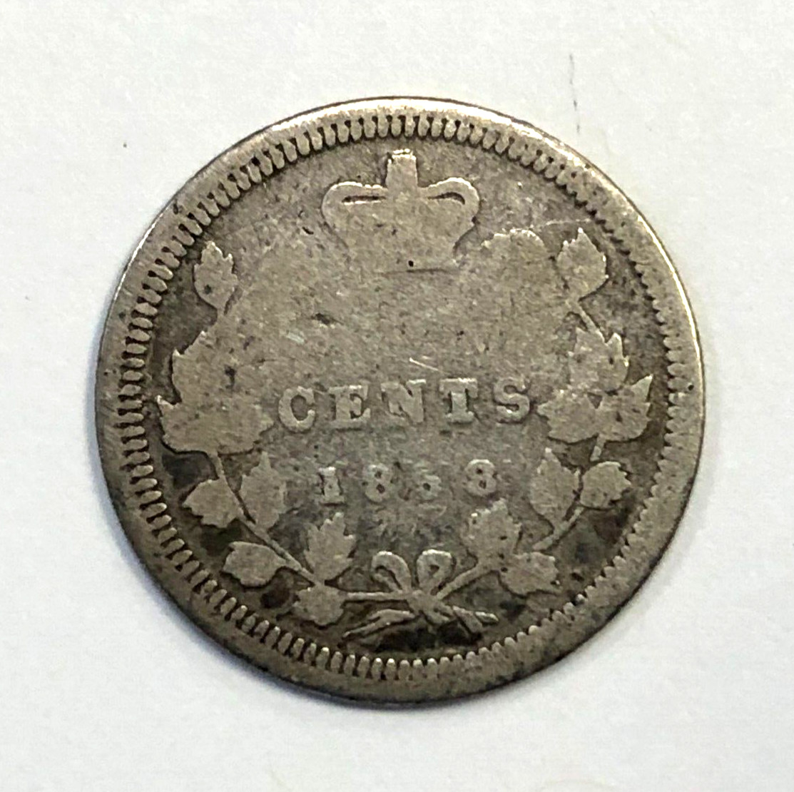 CANADA 1858 Large Date Silver 5 Cents KM#2 About Good AG/G Condition