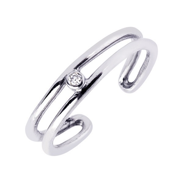 Adjustable Double Wire CZ Toe Ring Real 925 Sterling Silver ONE SIZE FITS ALL