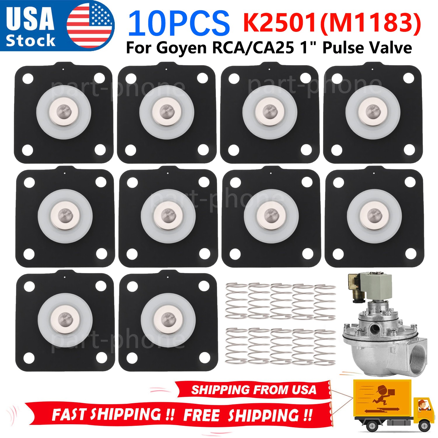 10PCS For PENTAIR GOYEN K2501(M1183) Diaphragm Repair Kit 1" Pulse Valve