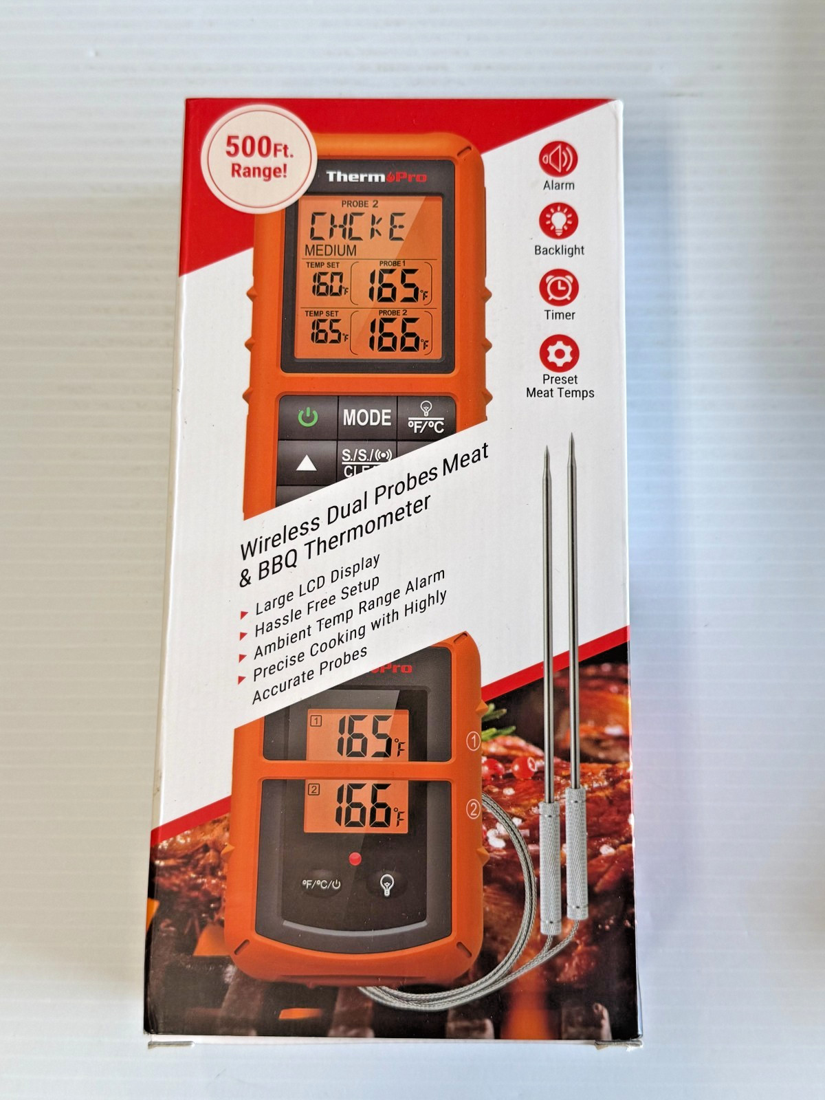 NEW - ThermoPro TP20 Wireless Dual Probe Meat & BBQ Thermometer