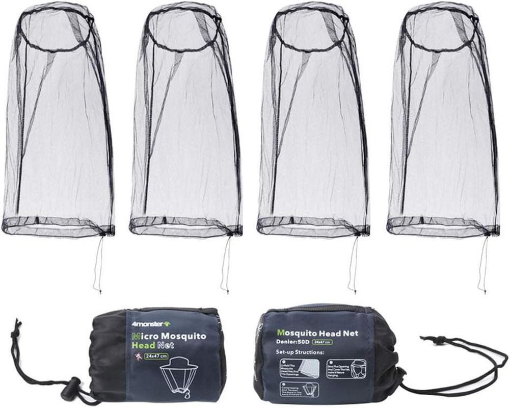 Mosquito Head Net Hat, Ultra Large, Extra Fine Holes, Insect Netting, Bug Face S
