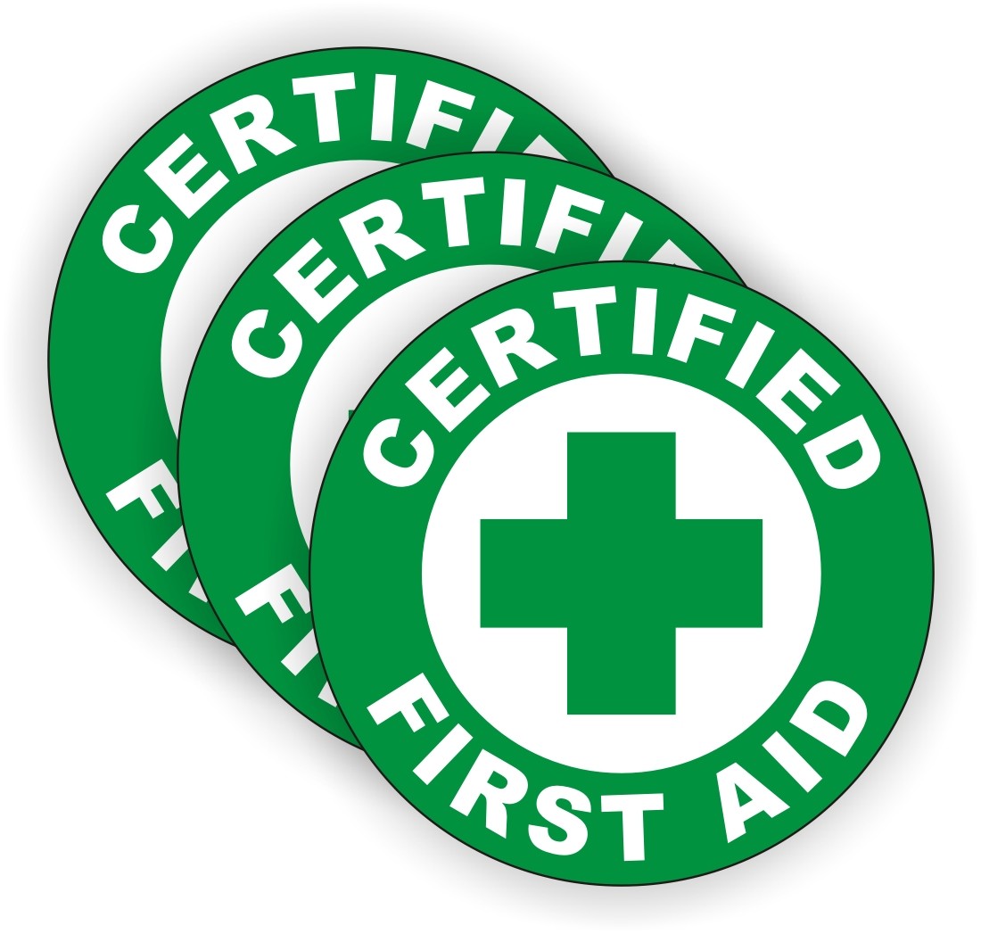 Certified First Aid Hard Hat Stickers / AED EMT Firefighter Rescue Helmet Decals