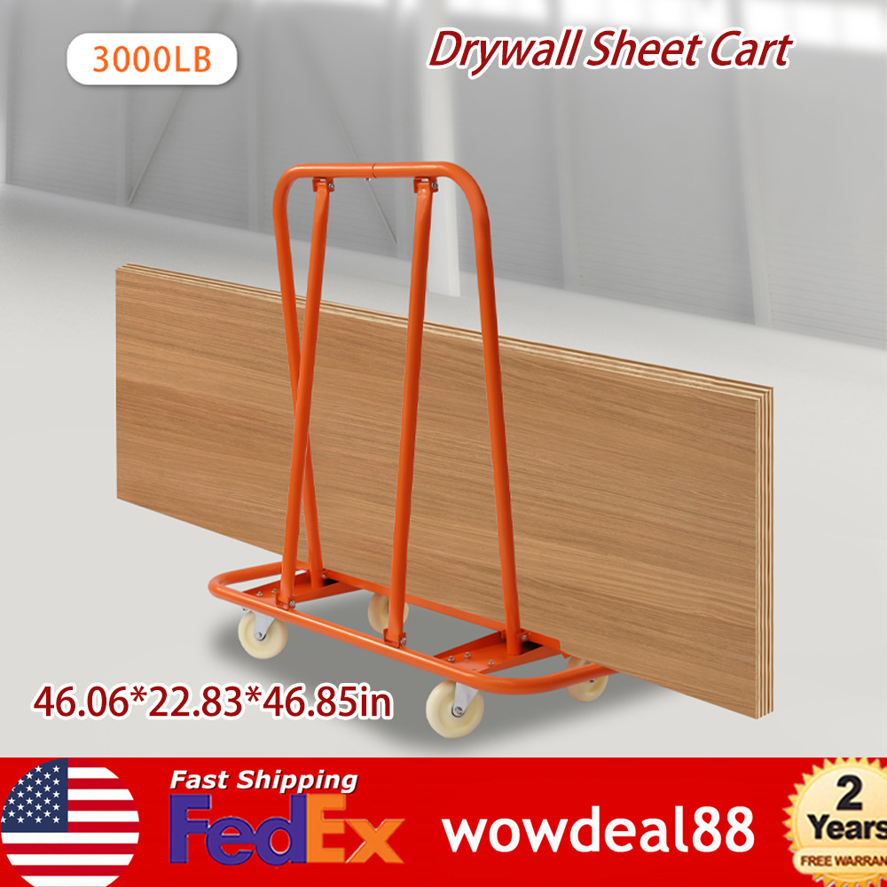 3000 lbs Drywall Sheet Cart - Plywood Panel Dolly Trolley Truck 4 Swivel Wheels