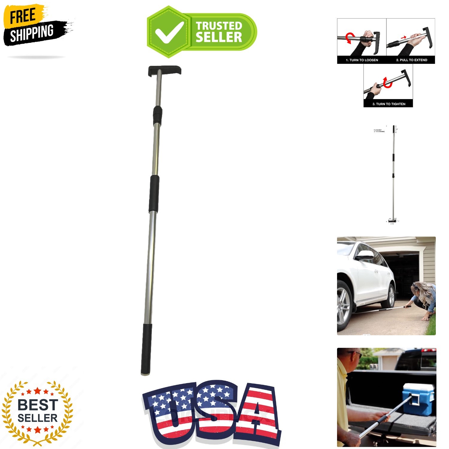Telescoping Cargo Tool/Multi-Use Cargo Retriever/Extendable Reaching Aid/Reac...