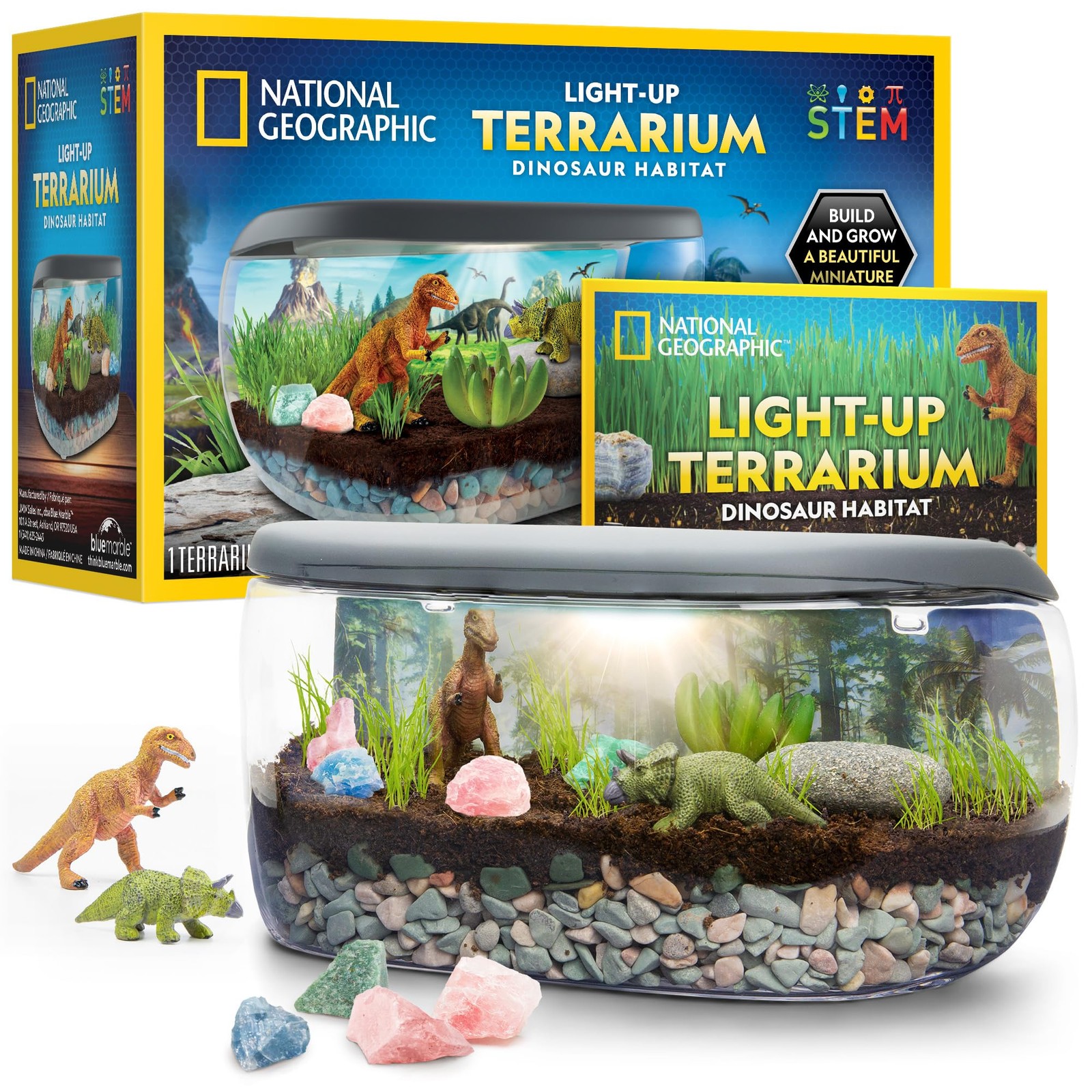 National Geographic Light Up Terrarium Kit for Kids - Build a Dinosaur Habita...