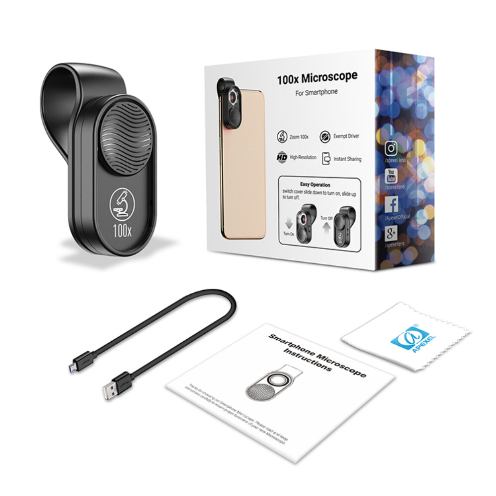Pocket 100X Microscope Lens Mobile Phone High-Magnification LED Light For iPhone